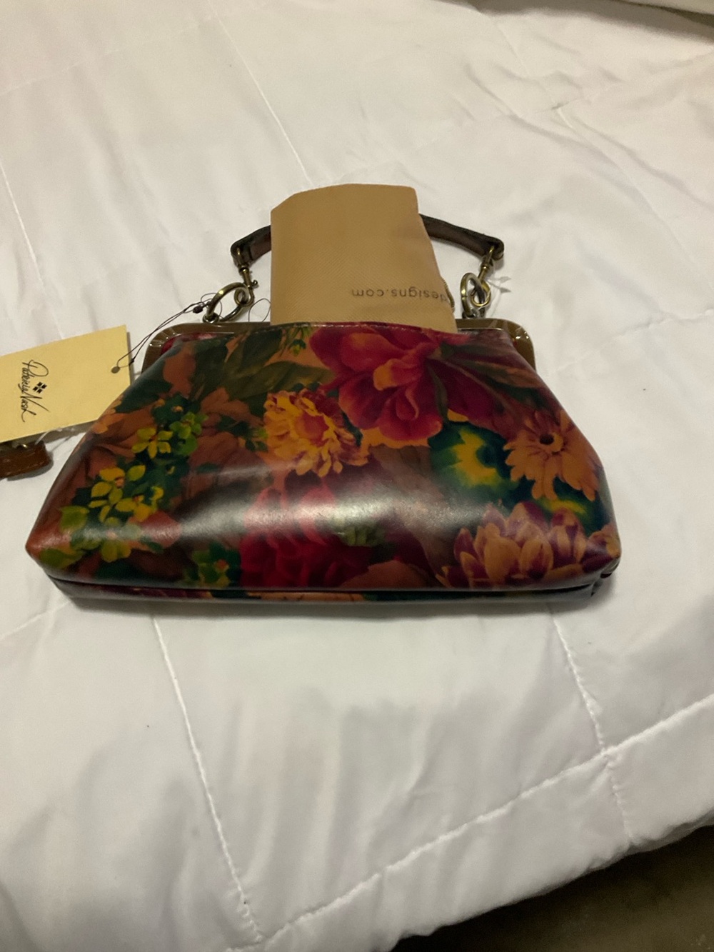 Patricia Nash Brown Multi Floral Kiss-Lock Crossbody Clutch - Picture 3 of 9